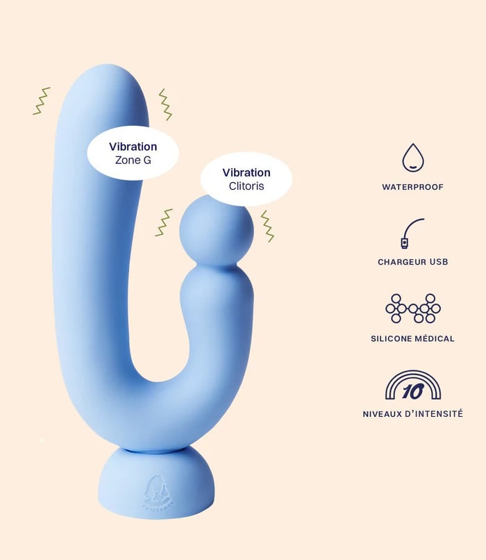 Sextoy chouchou de la marque puissante présenté avec ses différents modes de vibrations.