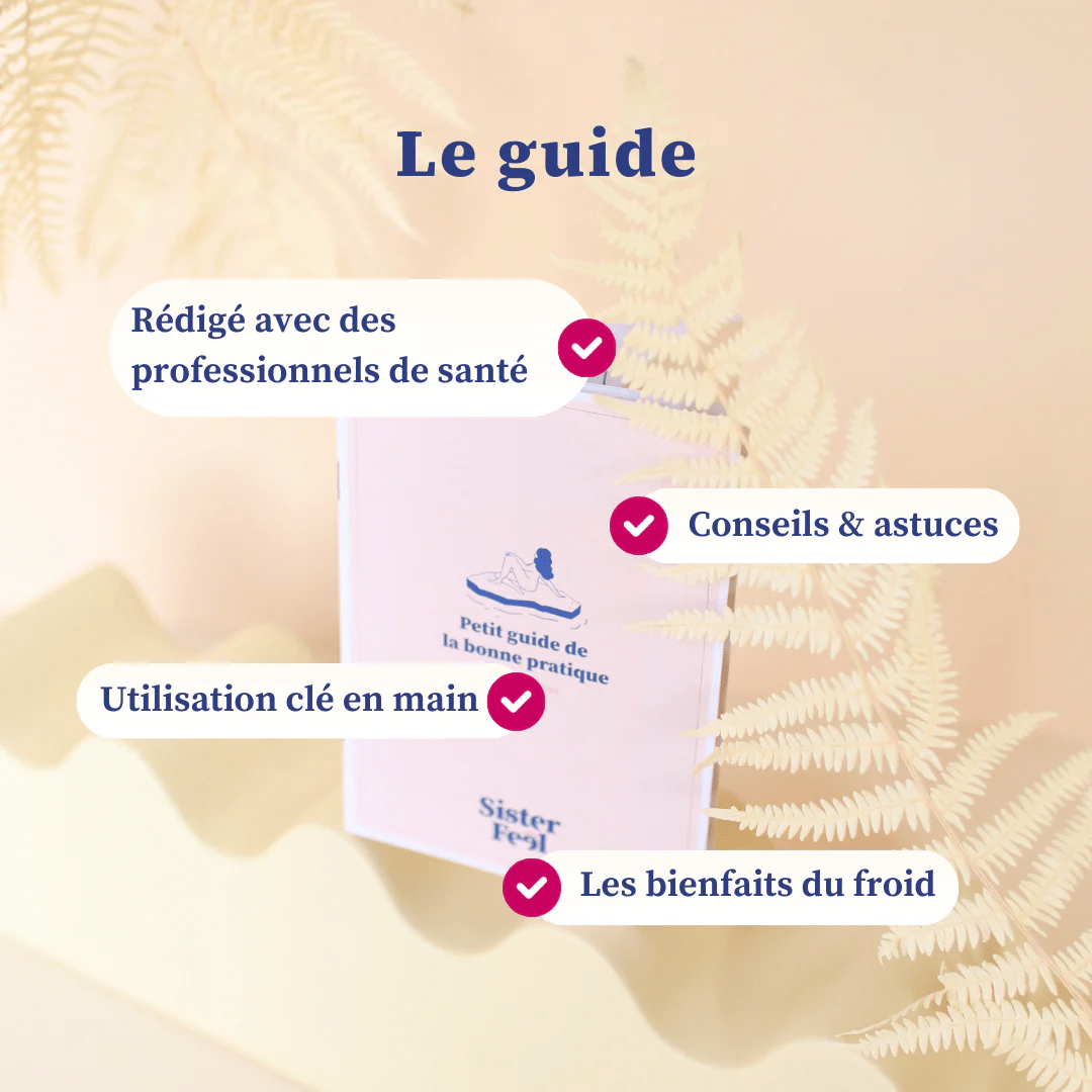 Guide d'utilisation de la poche de froid présenté en image.